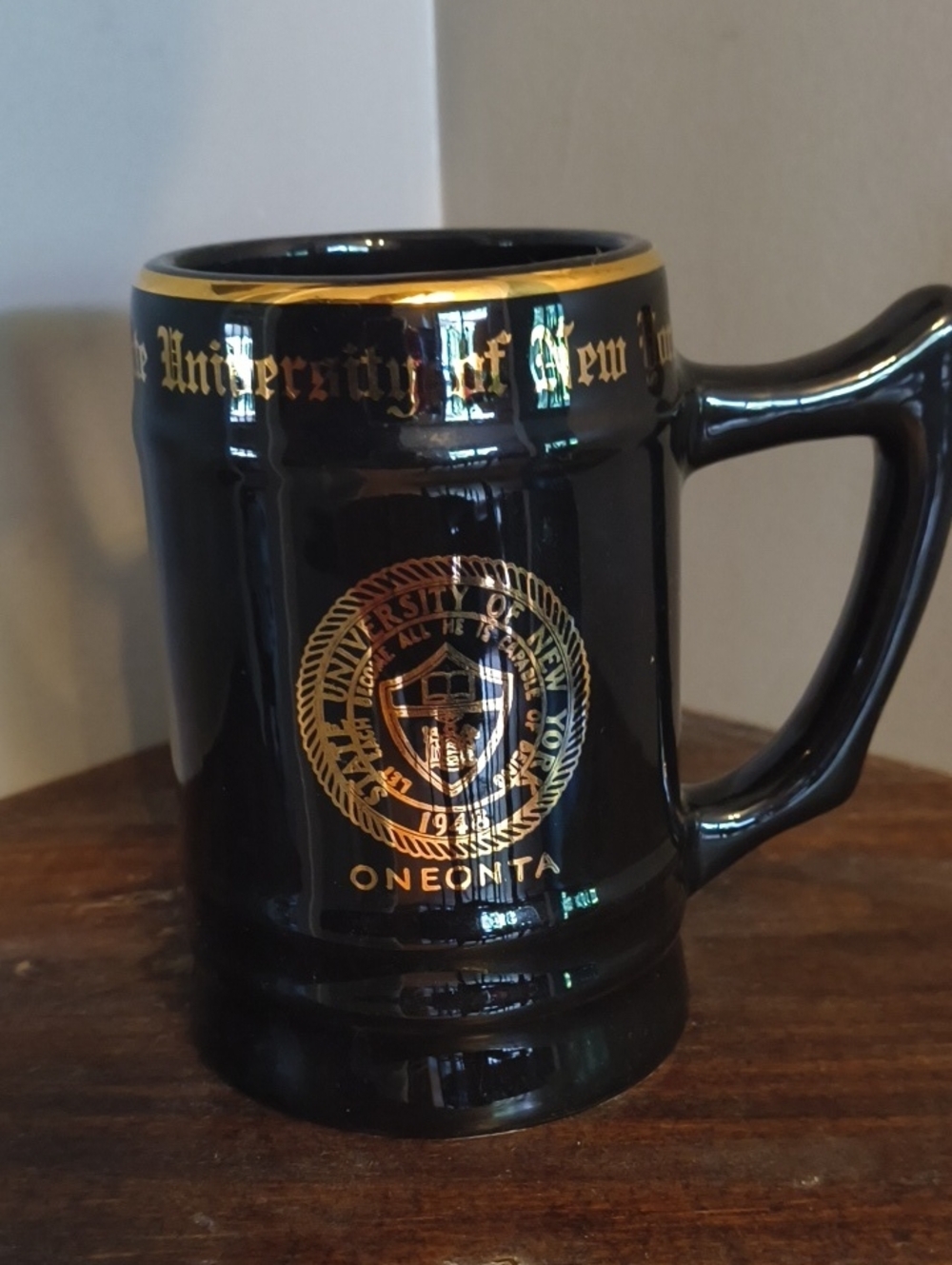 SUNY Oneonta Black & Gold Ceramic Mug Vintage School Spirit!
